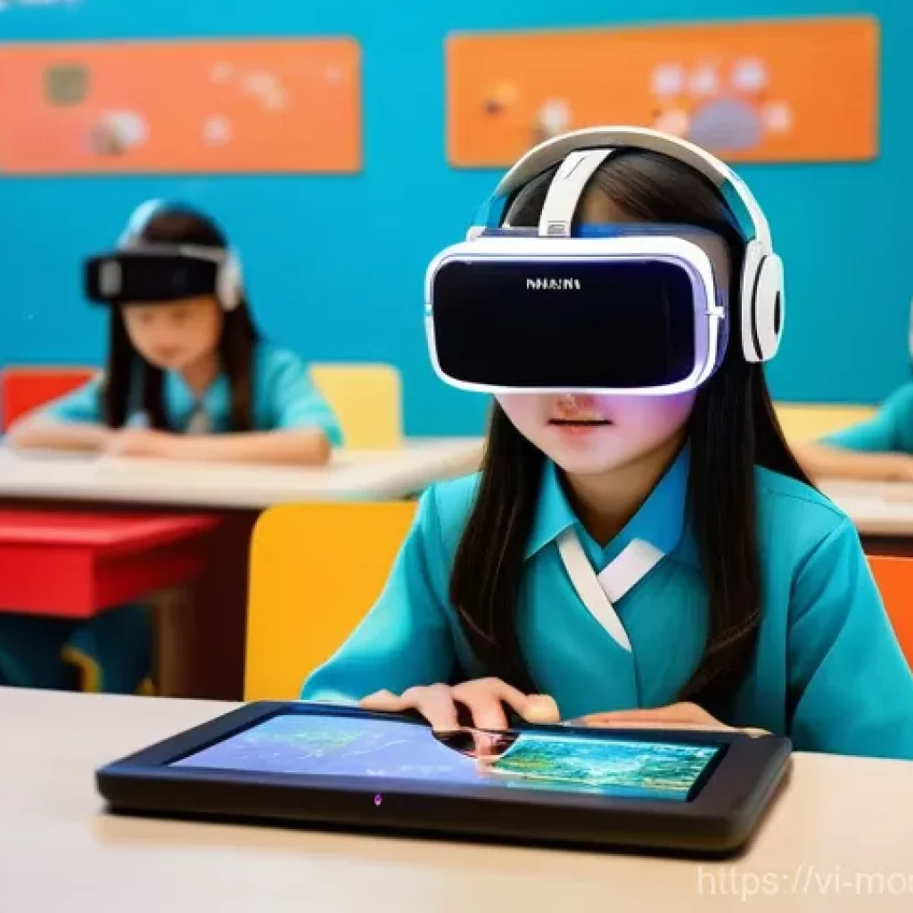 인간 기술 공존의 성공 사례 분석 - **Prompt 1: Technology in Education**
"A bright, dynamic image of a 10-year-old Vietnamese girl,...